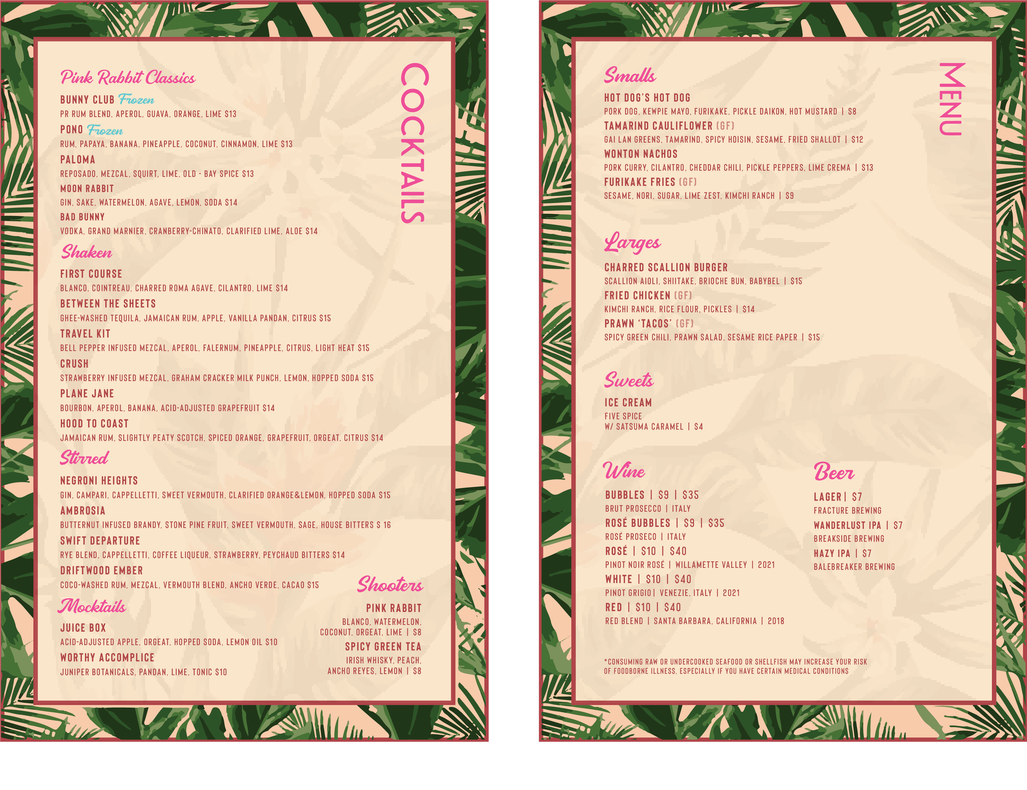 Pink Rabbit — MENU