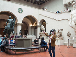 Virtual museum of fine arts. Award-winning virtual reality application for demonstrating museum around the world, teaching young curators 
&amp; planning exhibitions 
by museum staff. It is like 
The sims game, butabout 
real museum.