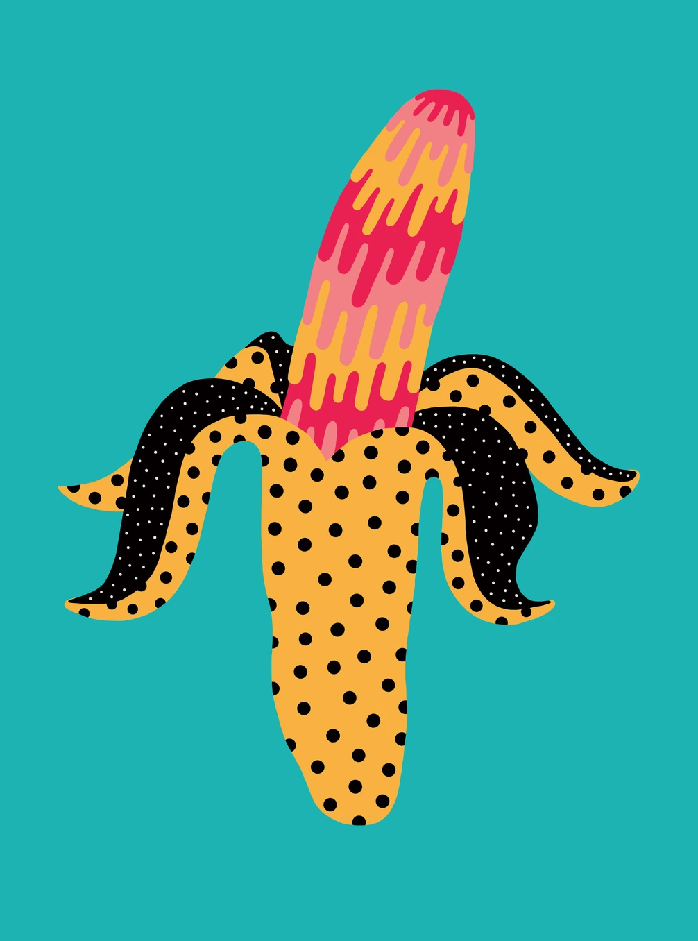 Illustration of a colorful banana