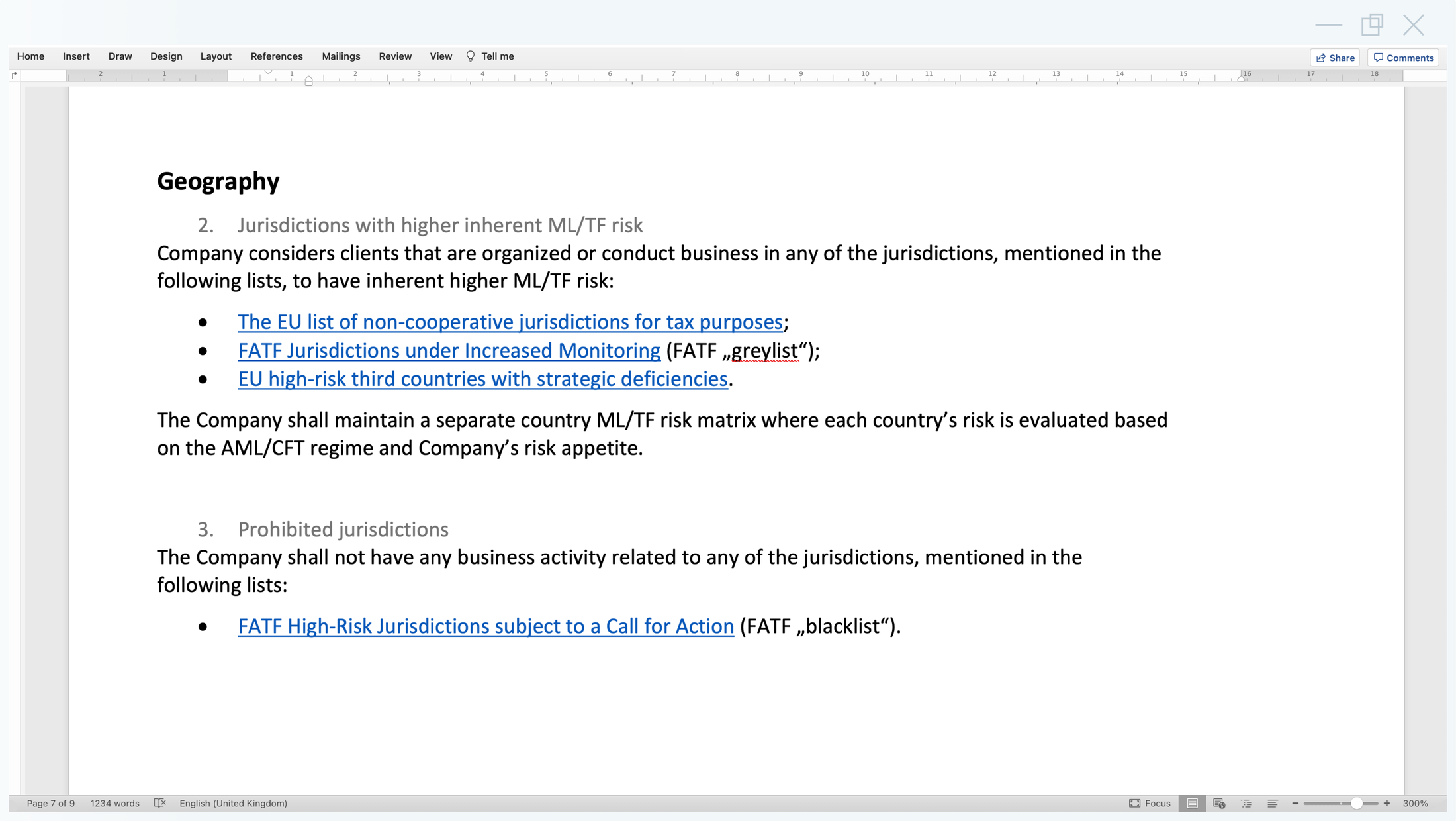 AML/ CTF risk appetite statement template