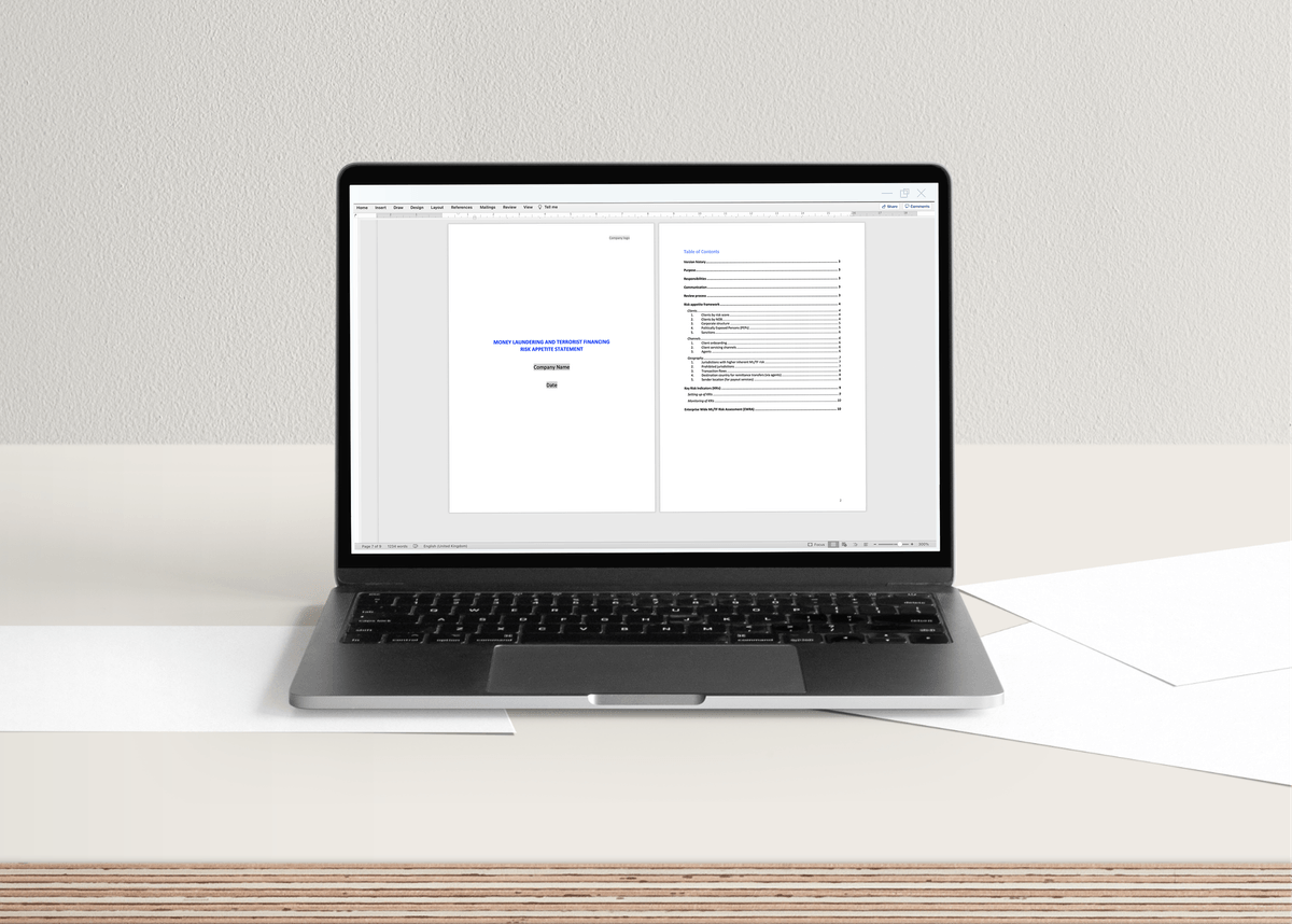 Enterprise wide AML, CTF, sanctions risk assessment template
