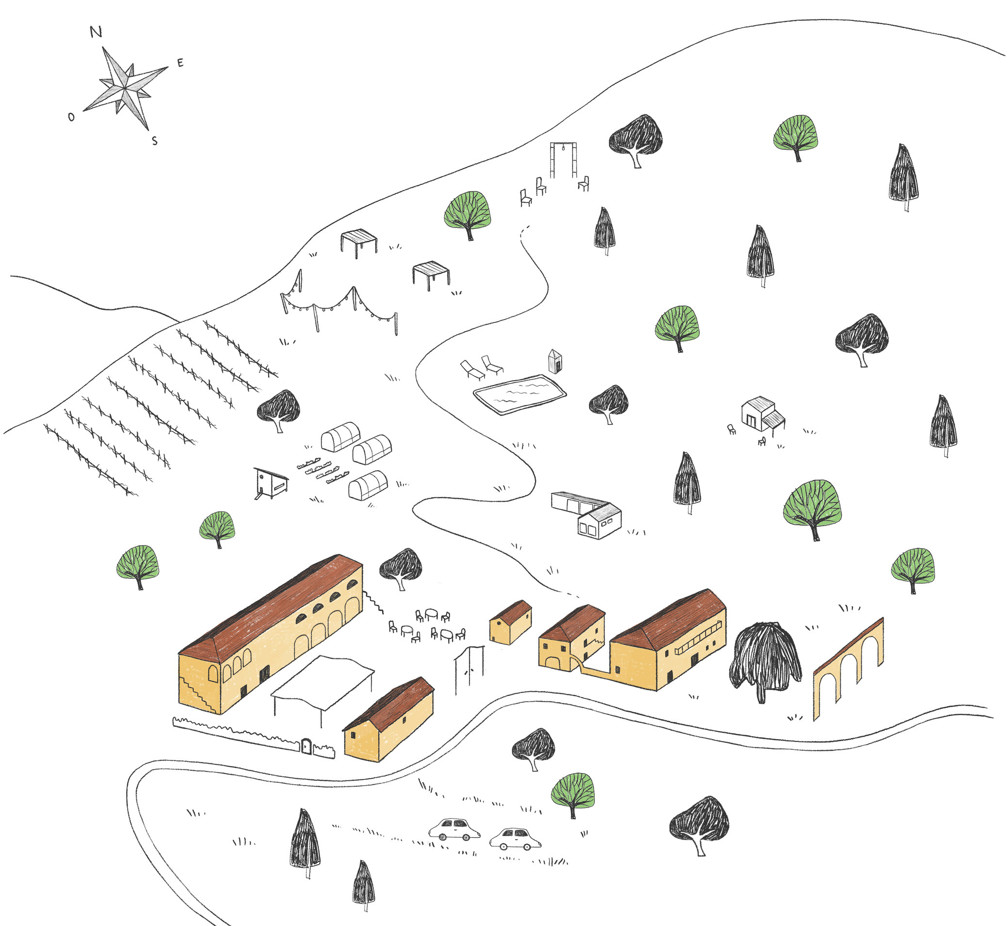Mappa disegnata graficamente del Borgo