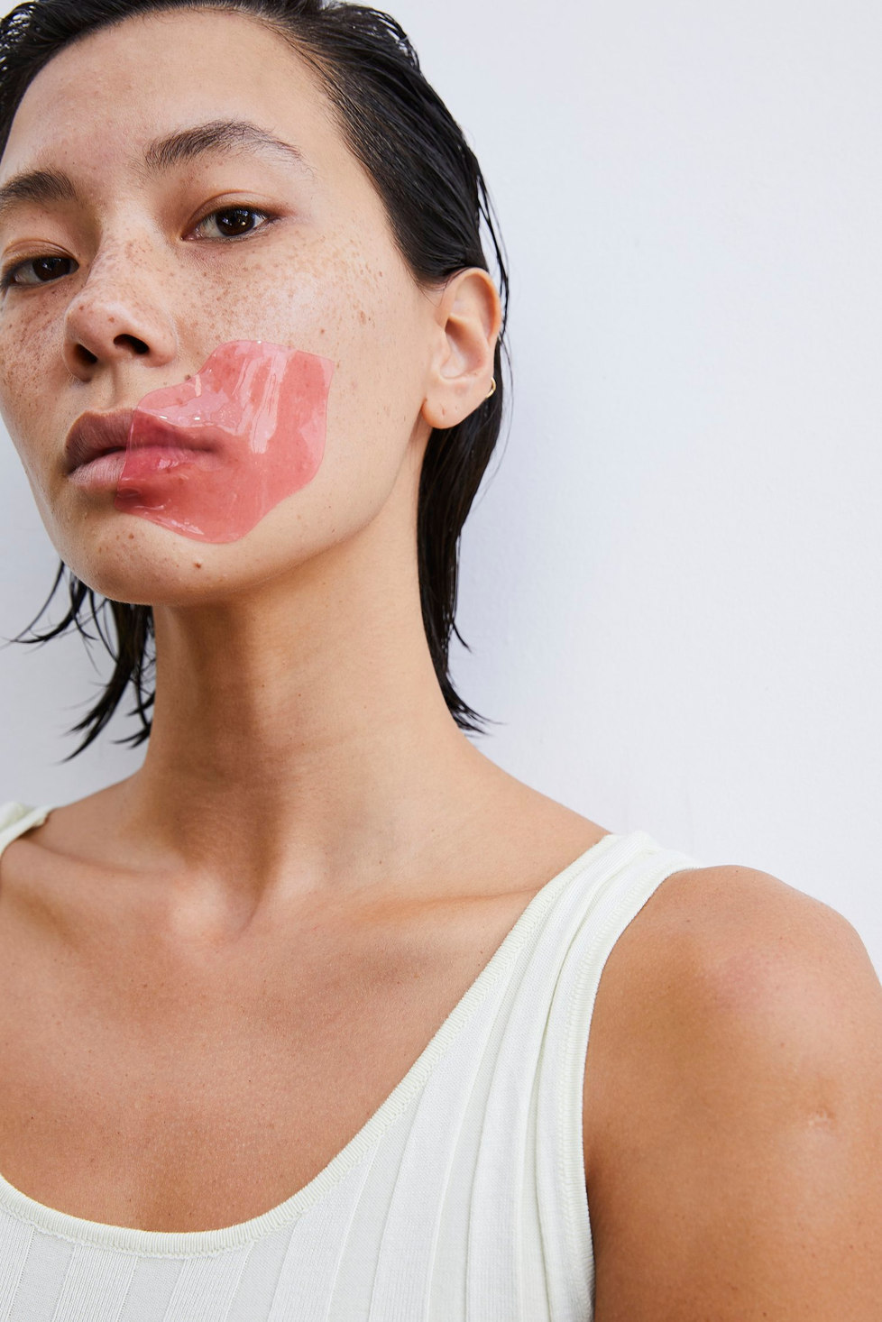 Model Chloe Magno captured by Chris Gonzales for Lapcos USA Campaign wearing a lip mask.