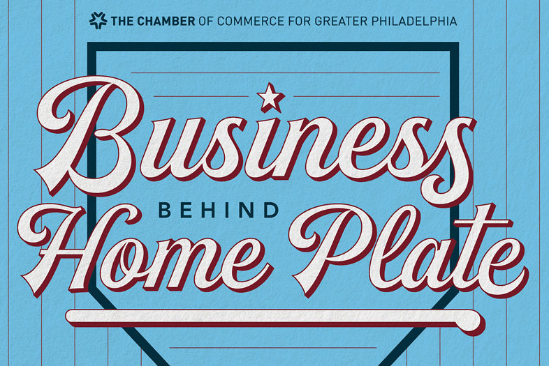 A detail of the Chamber of Commerce for Greater Philadelphia&#x27;s Business Behind Home Plate event invitation.